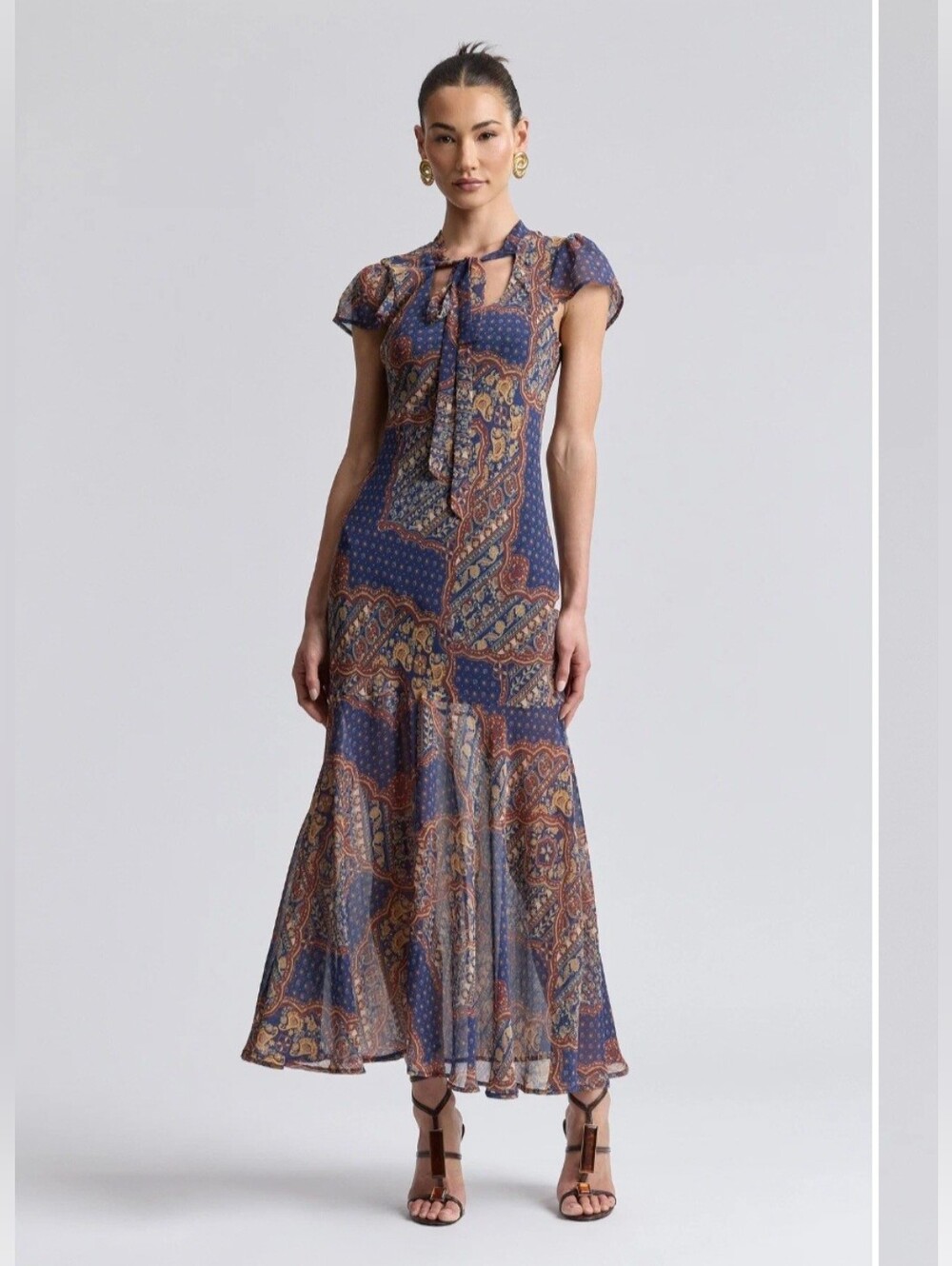 Avec Les Filles Paisley Chiffon Mermaid Maxi Dress Sz 8, 10 & 12 NWT $168